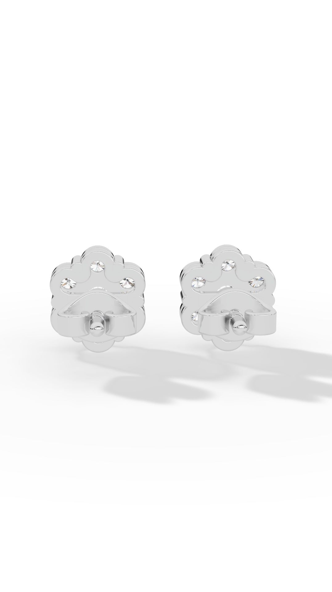 Brilliant Round Cut In Cluster Stud Earrings 925 Sterling Silver 0.48 CTW
