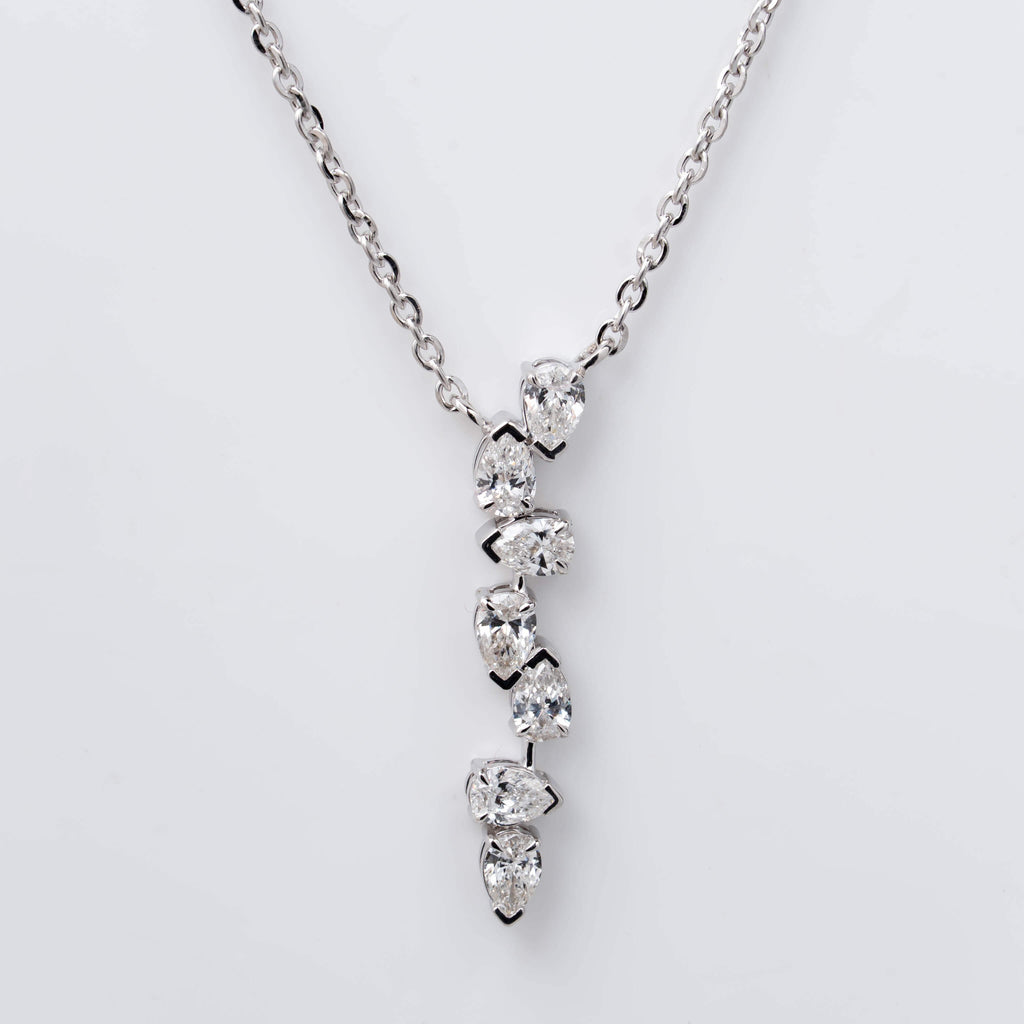 Cascading Pear Drop Pendant With Stunning Pear Cut Lab Grown Diamond With Chain