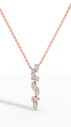 Cascading Pear Drop Pendant With Stunning Pear Cut Lab Grown Diamond With Chain rose gold