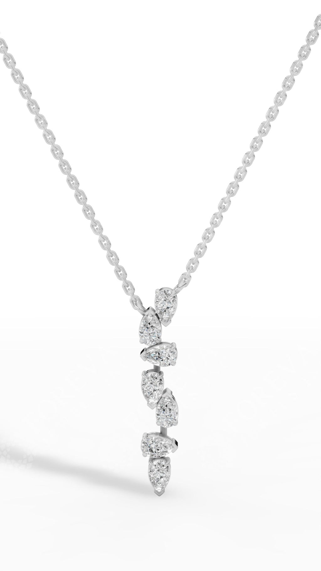 Cascading Pear Drop Pendant With Stunning Pear Cut Lab Grown Diamond With Chain