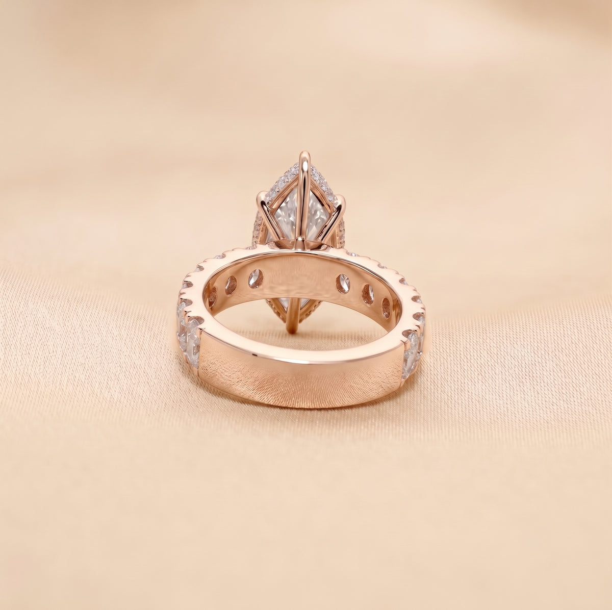Classic Marquise Lab Grown Diamond Ring with Oval Accents in 14K Rose Gold 3.70 CTW