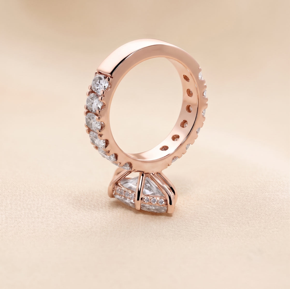 Classic Marquise Lab Grown Diamond Ring with Oval Accents in 14K Rose Gold 3.70 CTW