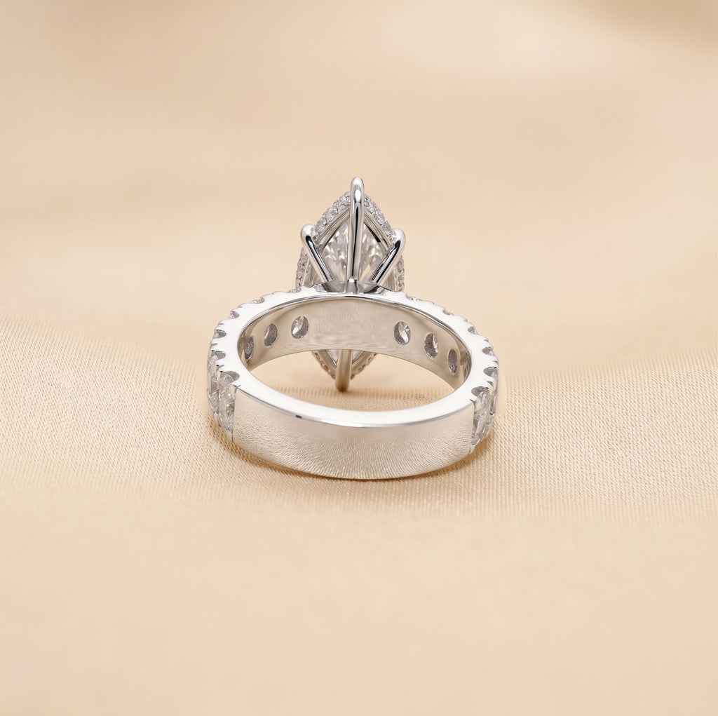 Classic Marquise Lab Grown Diamond Ring with Oval Accents in 14K White Gold 3.70 CTW
