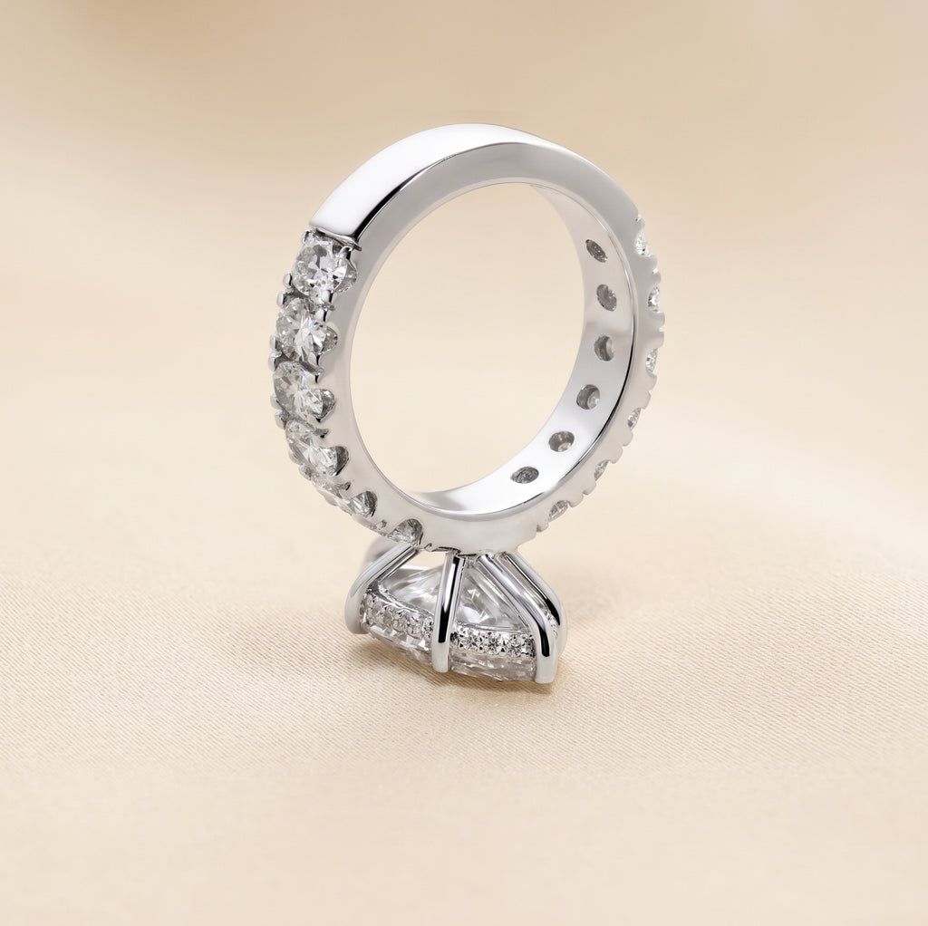 Classic Marquise Lab Grown Diamond Ring with Oval Accents in 14K White Gold 3.70 CTW