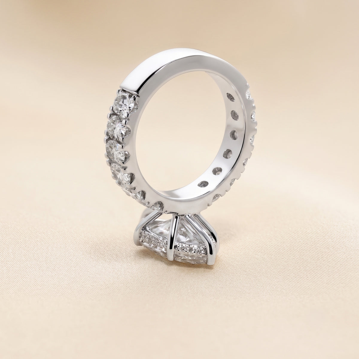 Classic Marquise Lab Grown Diamond Ring with Oval Accents in 14K White Gold 3.70 CTW