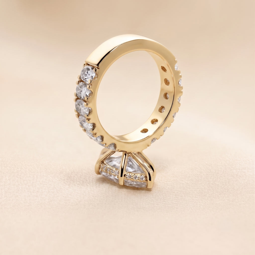Classic Marquise Lab Grown Diamond Ring with Oval Accents in 18K Yellow Gold 3.70 CTW