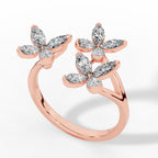 Classic Open Butterfly Ring In Pear And Marquise Cut Lab Grown Diamond 18k rose gold