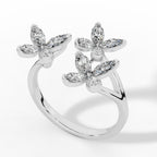 Classic Open Butterfly Ring In Pear And Marquise Cut Lab Grown Diamond 18k white gold