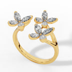 Classic Open Butterfly Ring In Pear And Marquise Cut Lab Grown Diamond 18k yellow gold