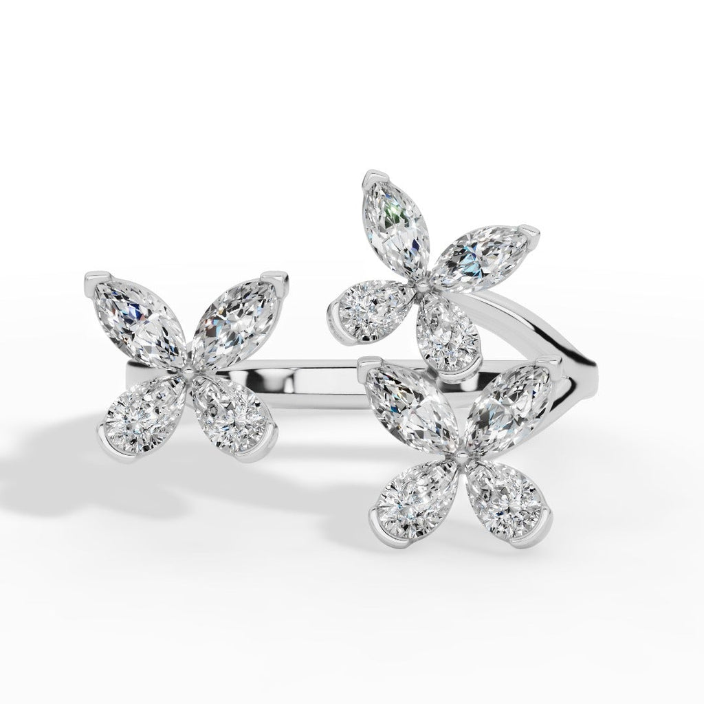 Classic Open Butterfly Ring In Pear And Marquise Cut Lab Grown Diamond
