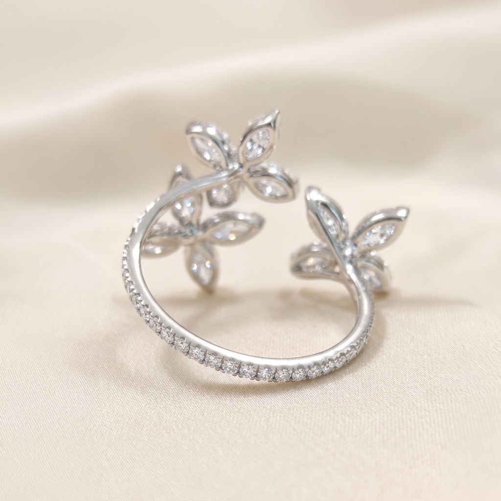 Classic Open Eternity Butterfly Ring In Pear, Marquise & Round Cut in Platinum 2.2 CTW
