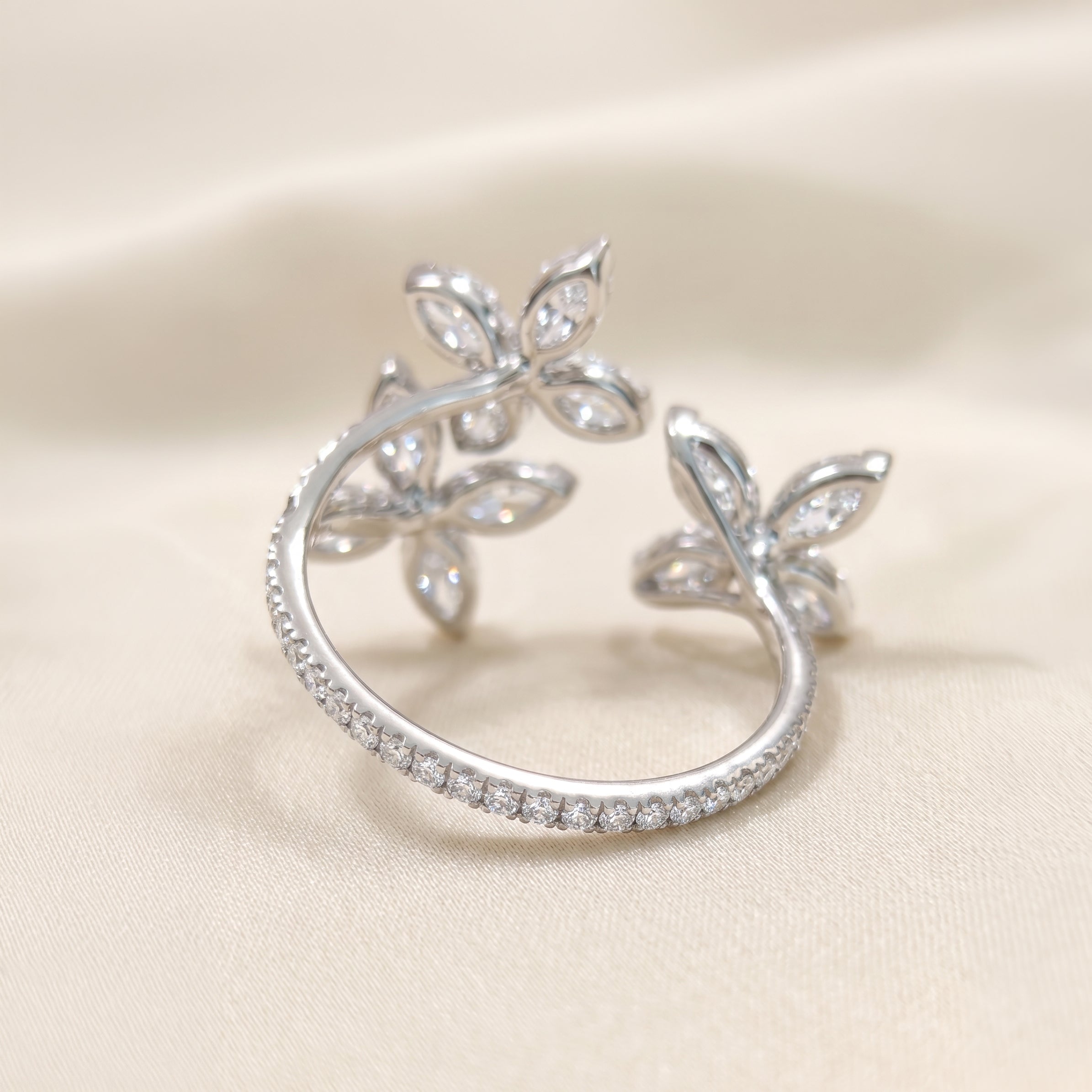 Classic Open Eternity Butterfly Ring In Pear, Marquise & Round Cut in Platinum 2.2 CTW