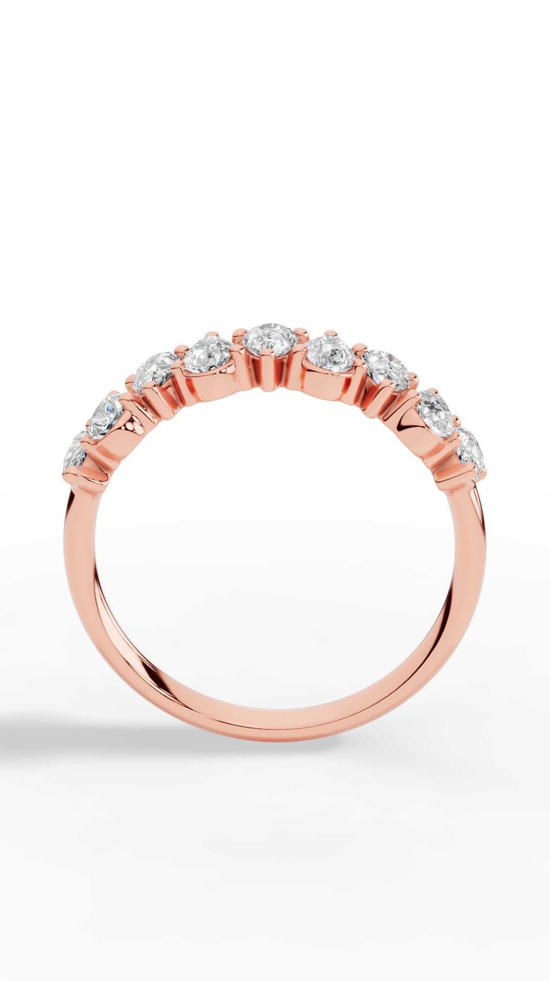 Crown Ring Half Eternity In Pear Cut 10K Rose Gold 0.9 CTW