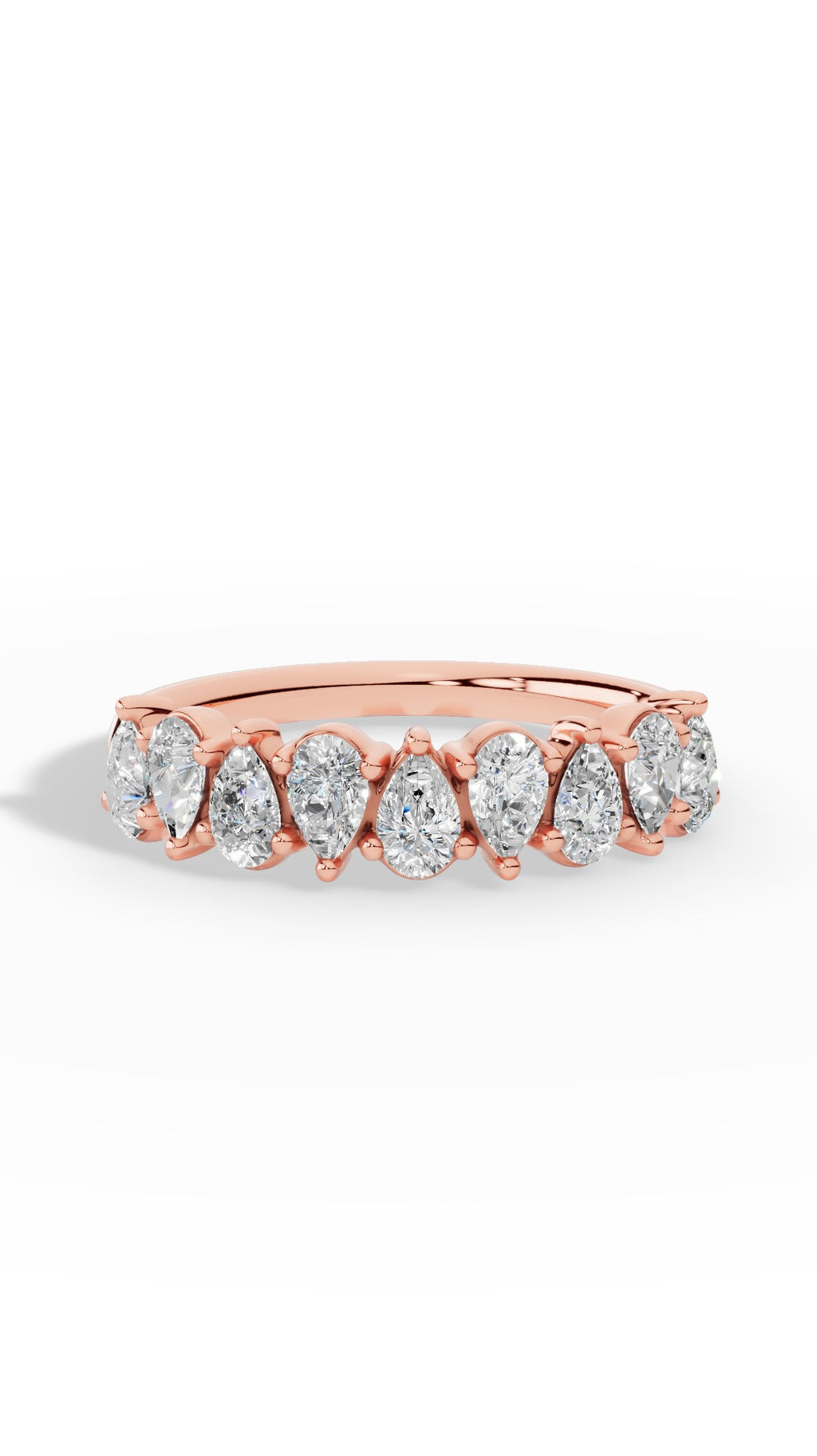 Crown Ring Half Eternity In Pear Cut 10K Rose Gold 0.9 CTW