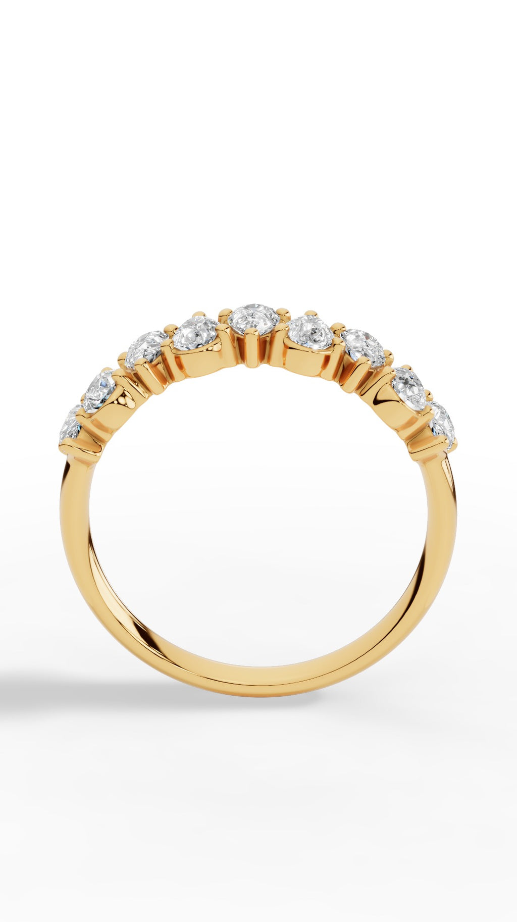 Crown Ring Half Eternity In Pear Cut 10K Yellow Gold 0.9 CTW