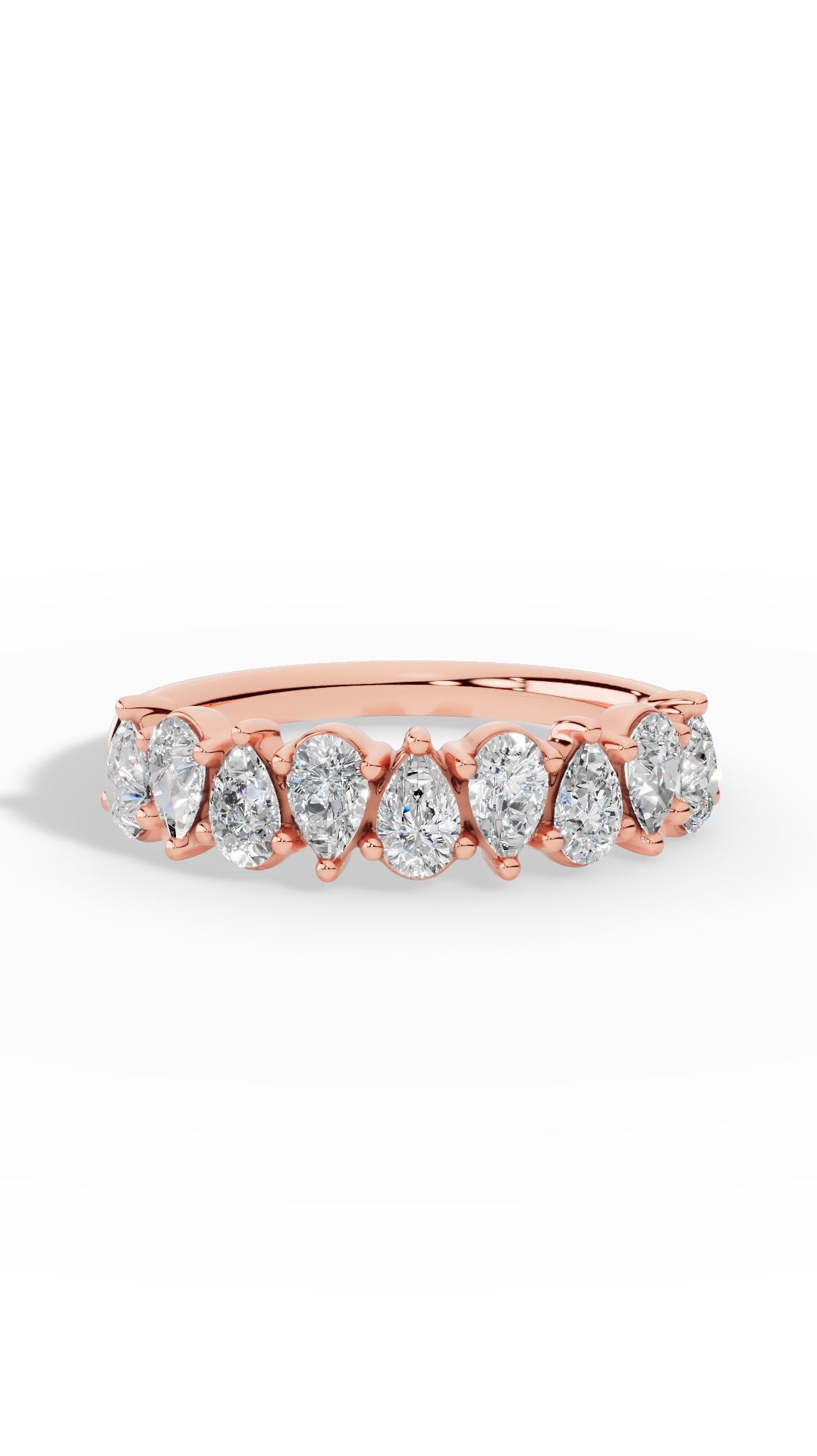 Crown Ring Half Eternity In Pear Cut 14K Rose Gold 0.9 CTW
