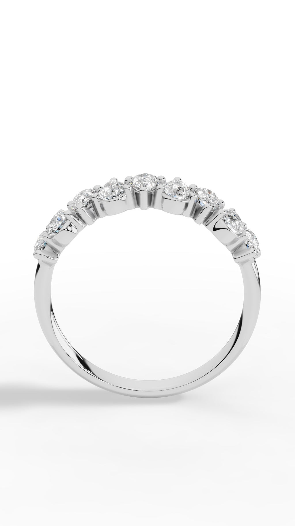 Crown Ring Half Eternity In Pear Cut 18K White Gold 0.9 CTW