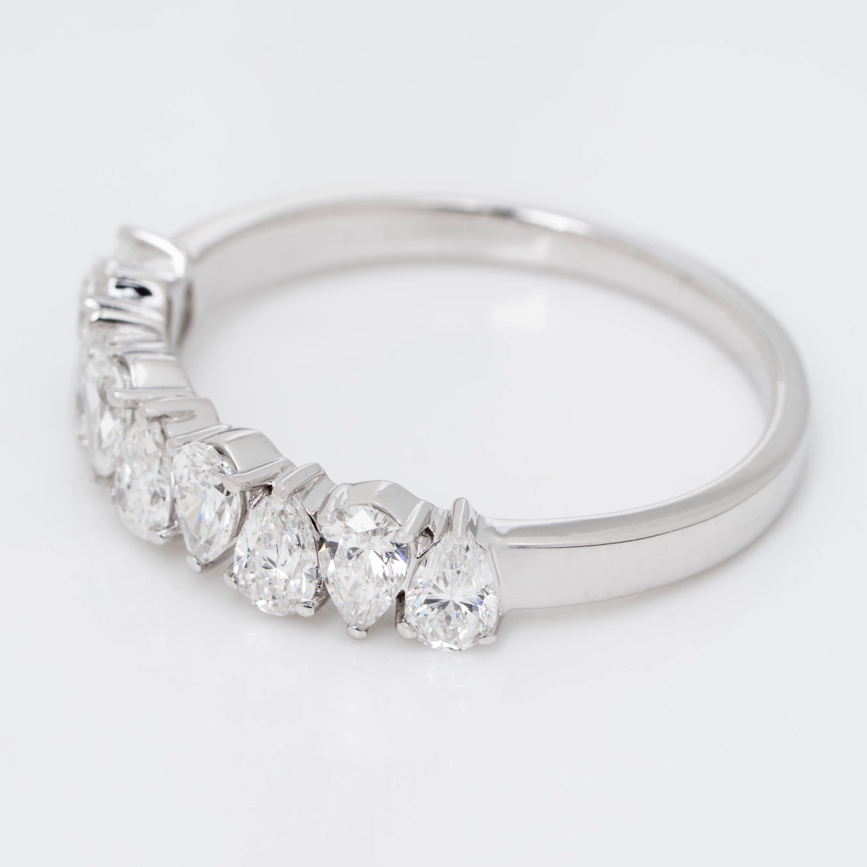 Crown Ring Half Eternity In Pear Cut Lab Grown Diamond 18k white gold