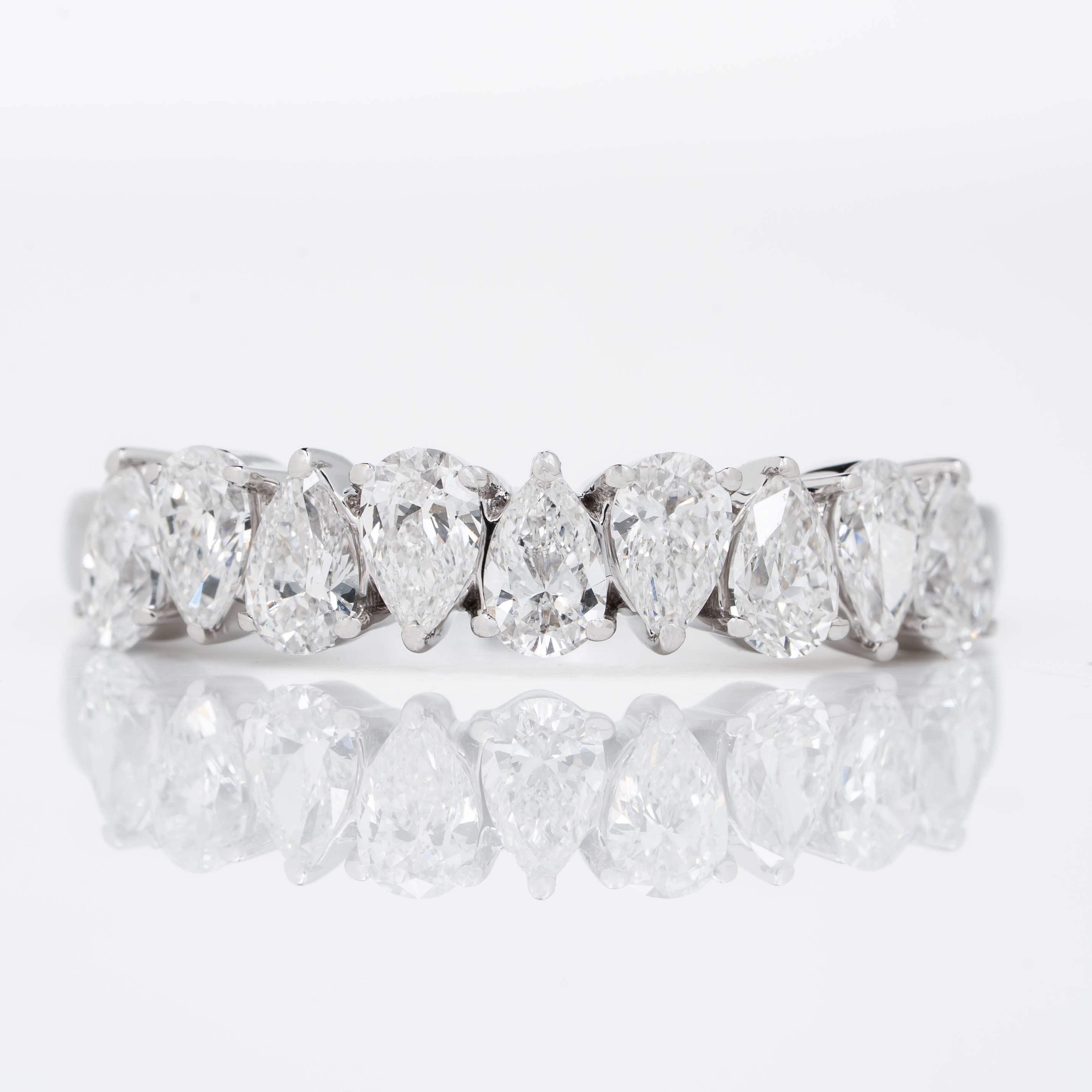 Crown Ring Half Eternity In Pear Cut Lab Grown Diamond