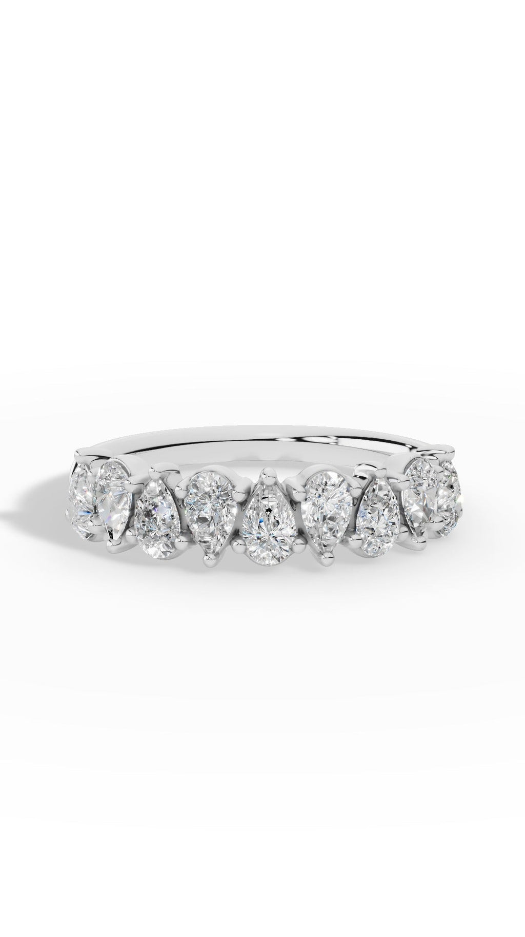 Crown Ring Half Eternity In Pear Cut Lab Grown Diamond