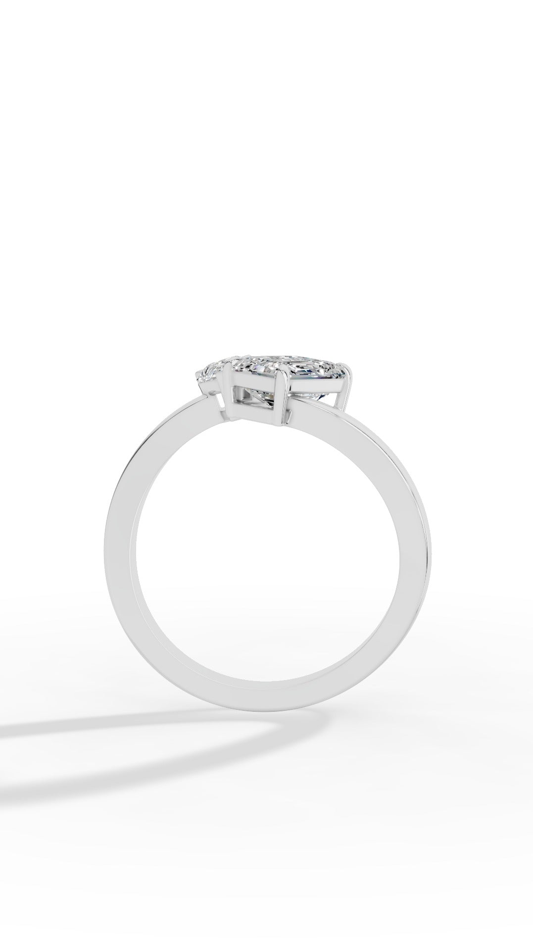 Curved Toi-Et-Moi Emerald & Pear Cut Ring 925 Sterling Silver 2.2 CTW