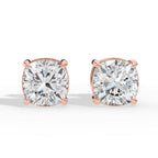Cushion Cut Solitaire Lab-Grown Diamond Stud Earrings rose gold