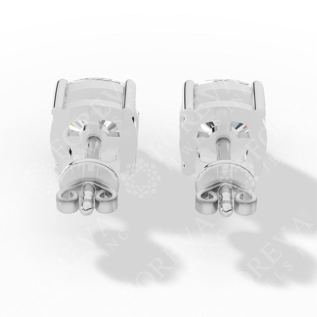 Cushion Cut Solitaire Lab-Grown Diamond Stud Earrings white gold back