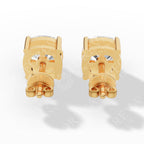 Cushion Cut Solitaire Lab-Grown Diamond Stud Earrings yellow gold back