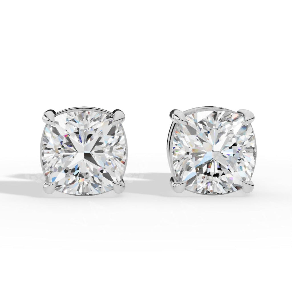 Cushion Cut Solitaire Lab-Grown Diamond Stud Earrings