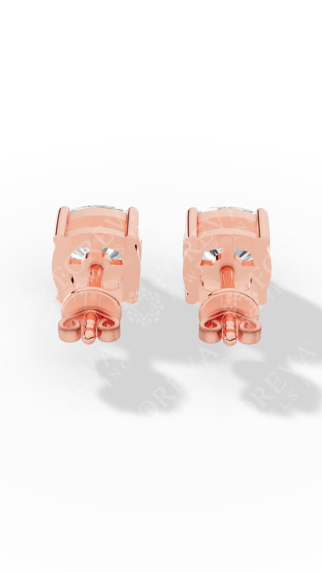 Cushion Cut Solitaire Stud Earrings 10K Rose Gold 2.17 CTW