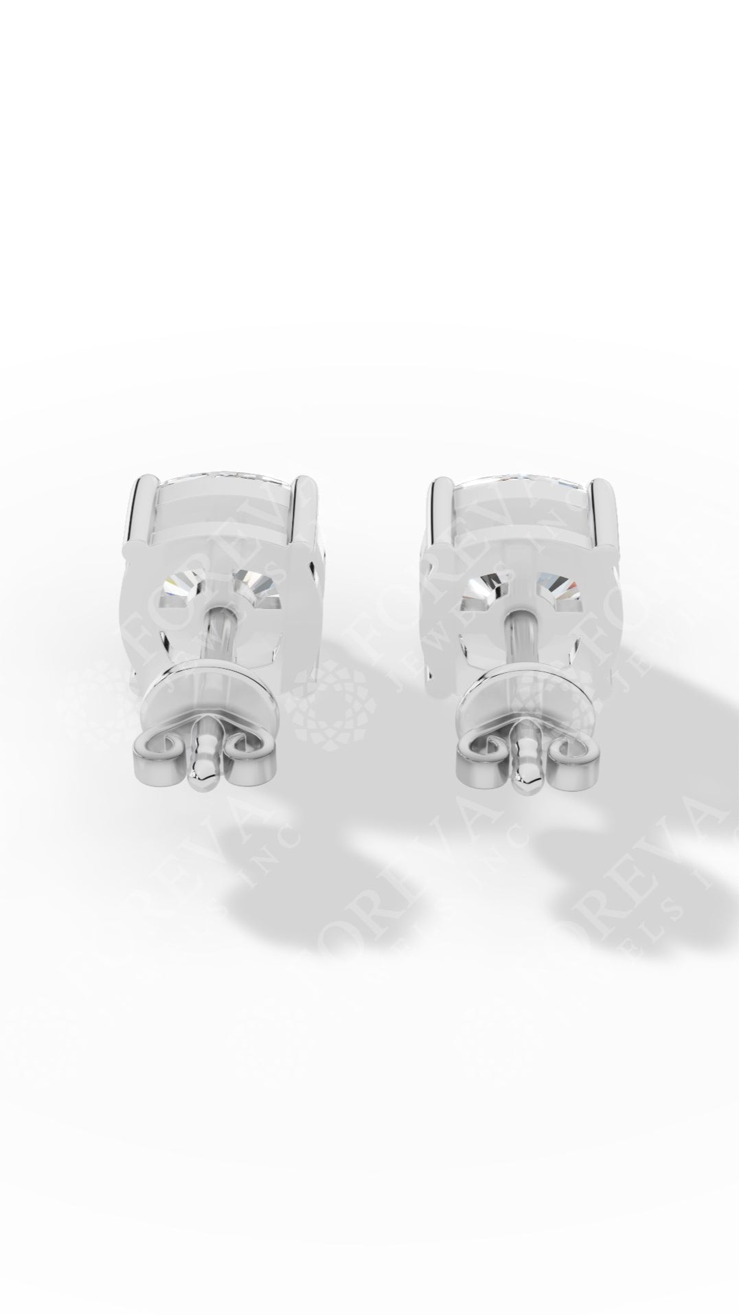 Cushion Cut Solitaire Stud Earrings 10K White Gold 2.17 CTW