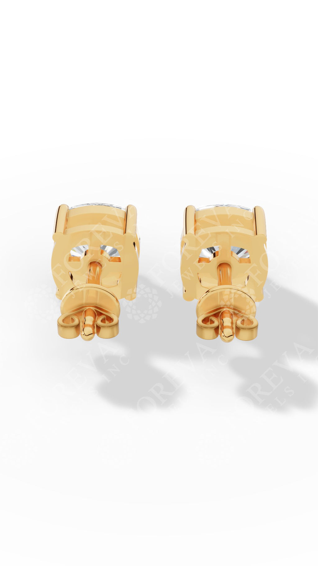 Cushion Cut Solitaire Stud Earrings 10K Yellow Gold 2.17 CTW