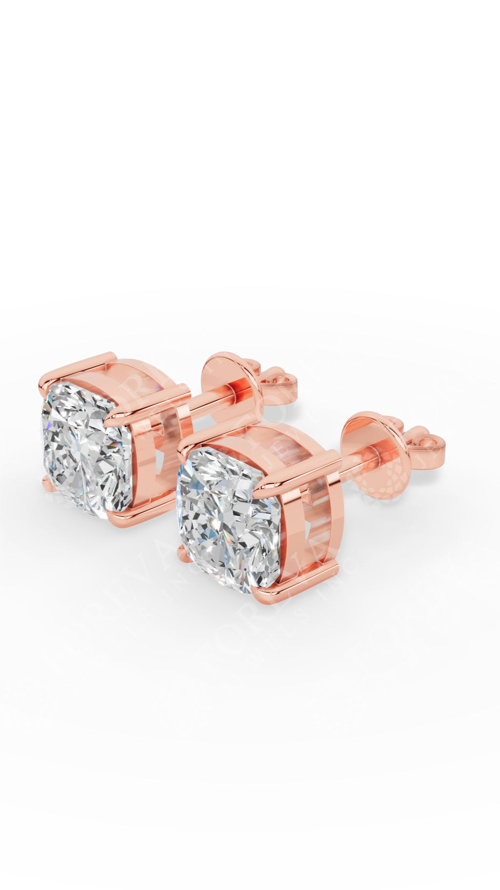 Cushion Cut Solitaire Stud Earrings 18K Rose Gold 2.17 CTW