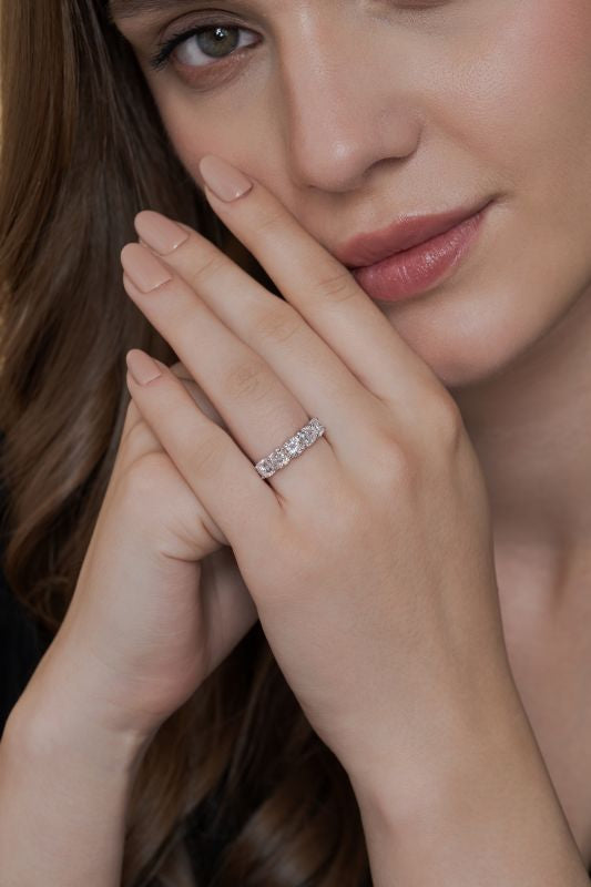 Cushion Lab Grown Diamond Five Stone Ring in 10K Rose Gold 2.1 CTW