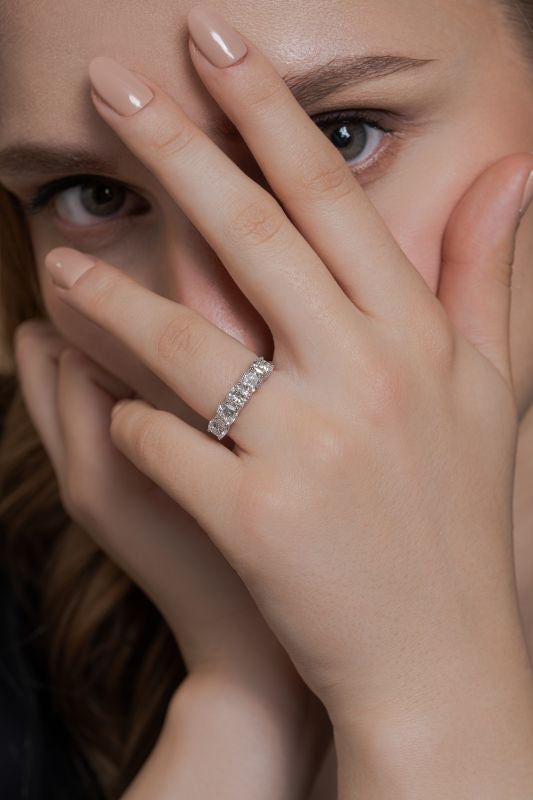Cushion Lab Grown Diamond Five Stone Ring in 14K White Gold 2.1 CTW