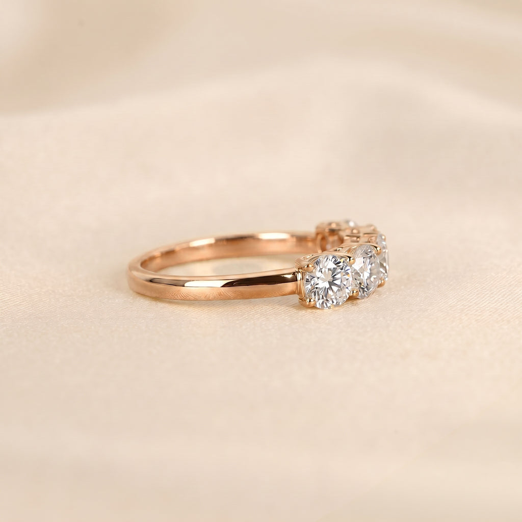 Cushion Lab Grown Diamond Five Stone Ring in 10K Rose Gold 2.1 CTW