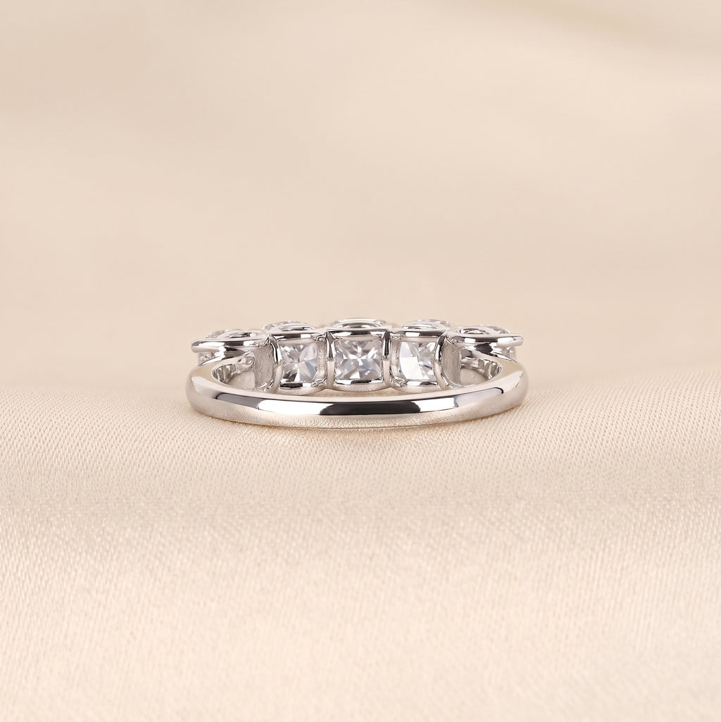 Cushion Lab Grown Diamond Five Stone Ring in 14K White Gold 2.1 CTW