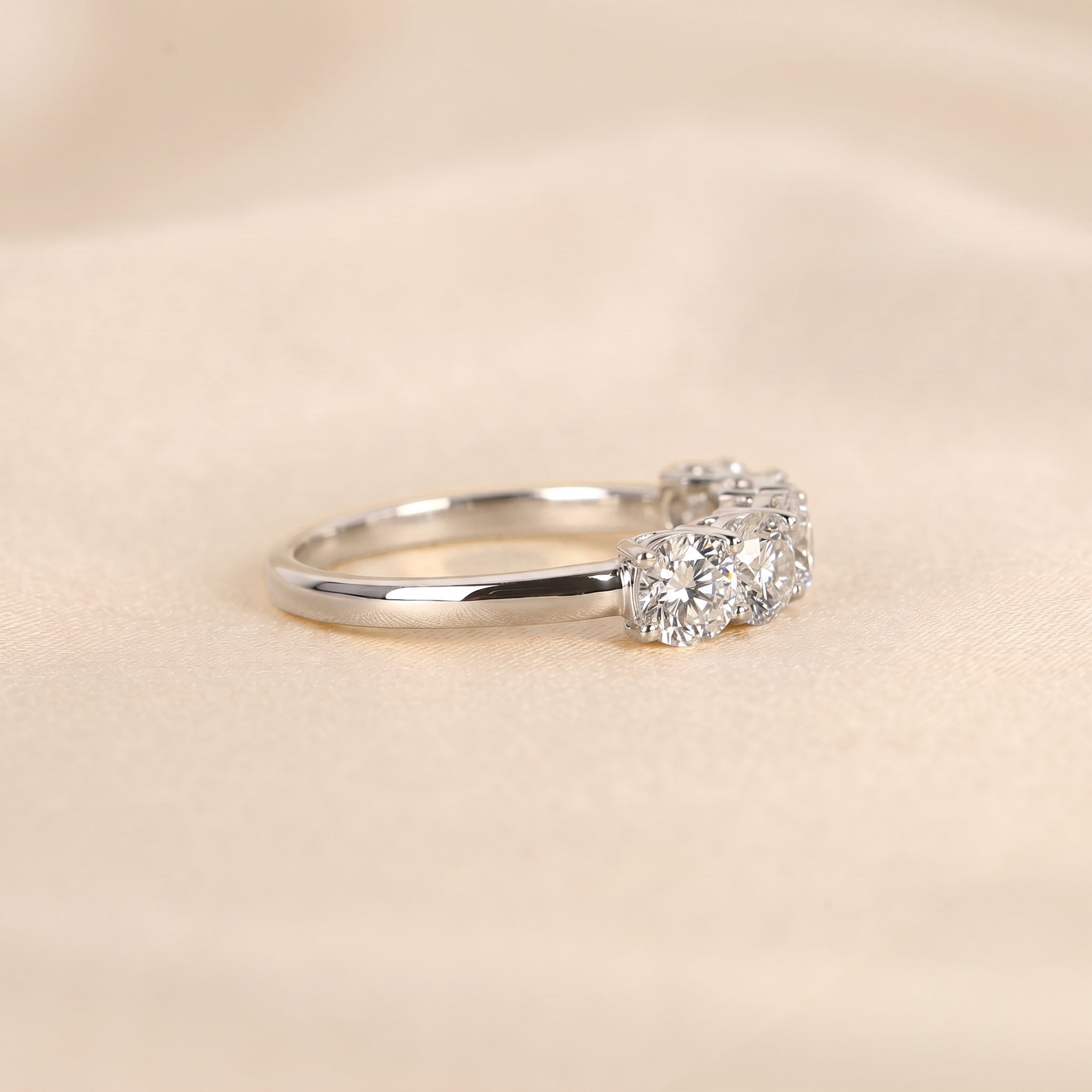 Cushion Lab Grown Diamond Five Stone Ring in 14K White Gold 2.1 CTW