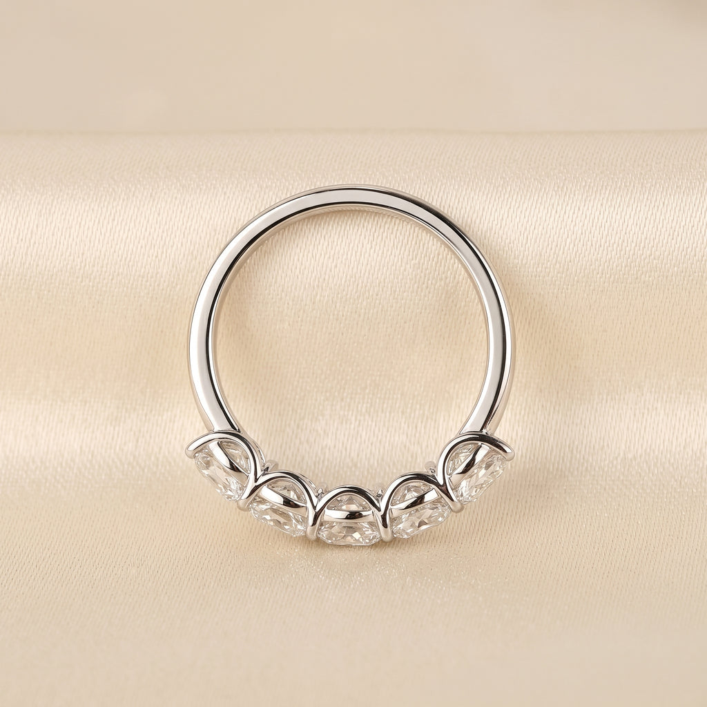 Cushion Lab Grown Diamond Five Stone Ring in 14K White Gold 2.1 CTW