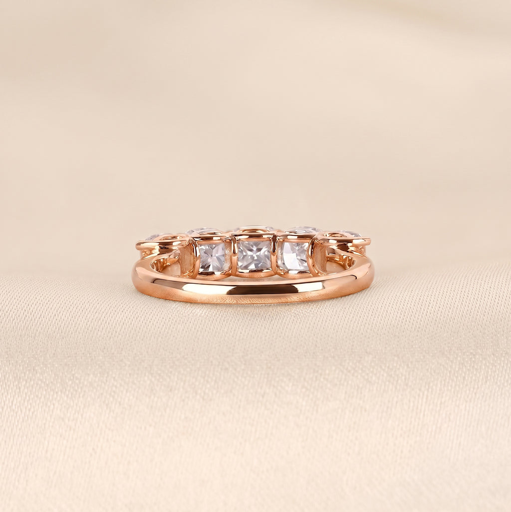 Cushion Lab Grown Diamond Five Stone Ring in 18K Rose Gold 2.1 CTW