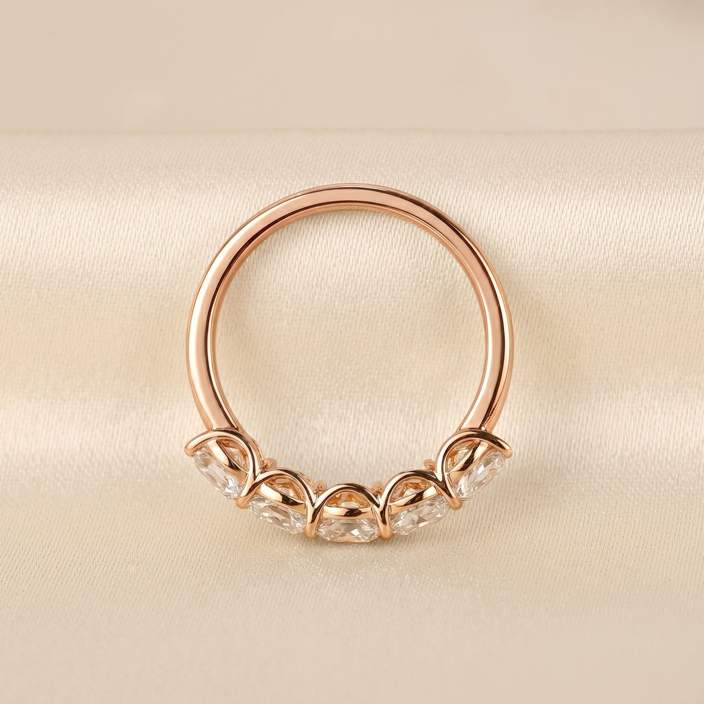 Cushion Lab Grown Diamond Five Stone Ring in 18K Rose Gold 2.1 CTW