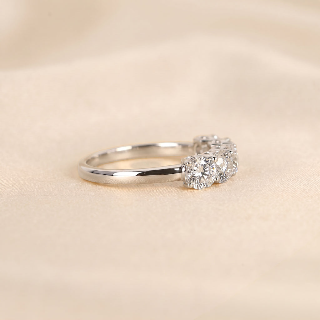 Cushion Lab Grown Diamond Five Stone Ring in 18K White Gold 2.1 CTW