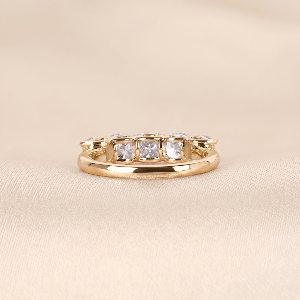 Cushion Lab Grown Diamond Five Stone Ring in 18K Yellow Gold 2.1 CTW