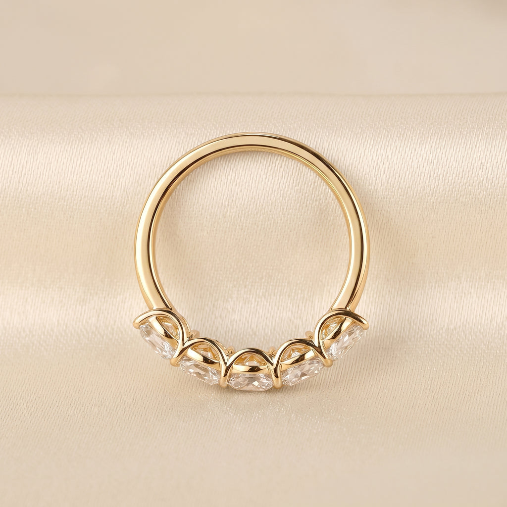 Cushion Lab Grown Diamond Five Stone Ring in 18K Yellow Gold 2.1 CTW