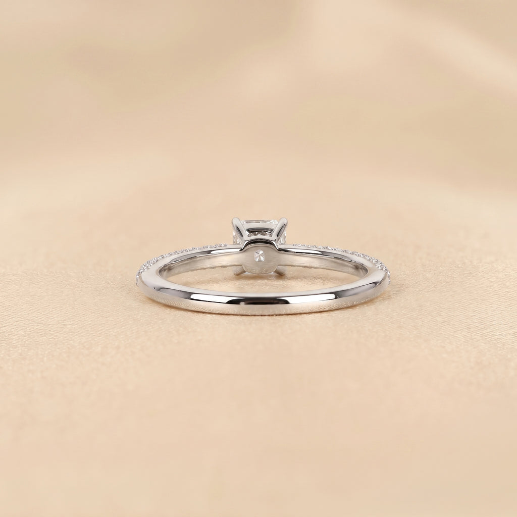 Cushion Lab Grown Diamond Pavé Ring in 10K White Gold 0.86 CTW