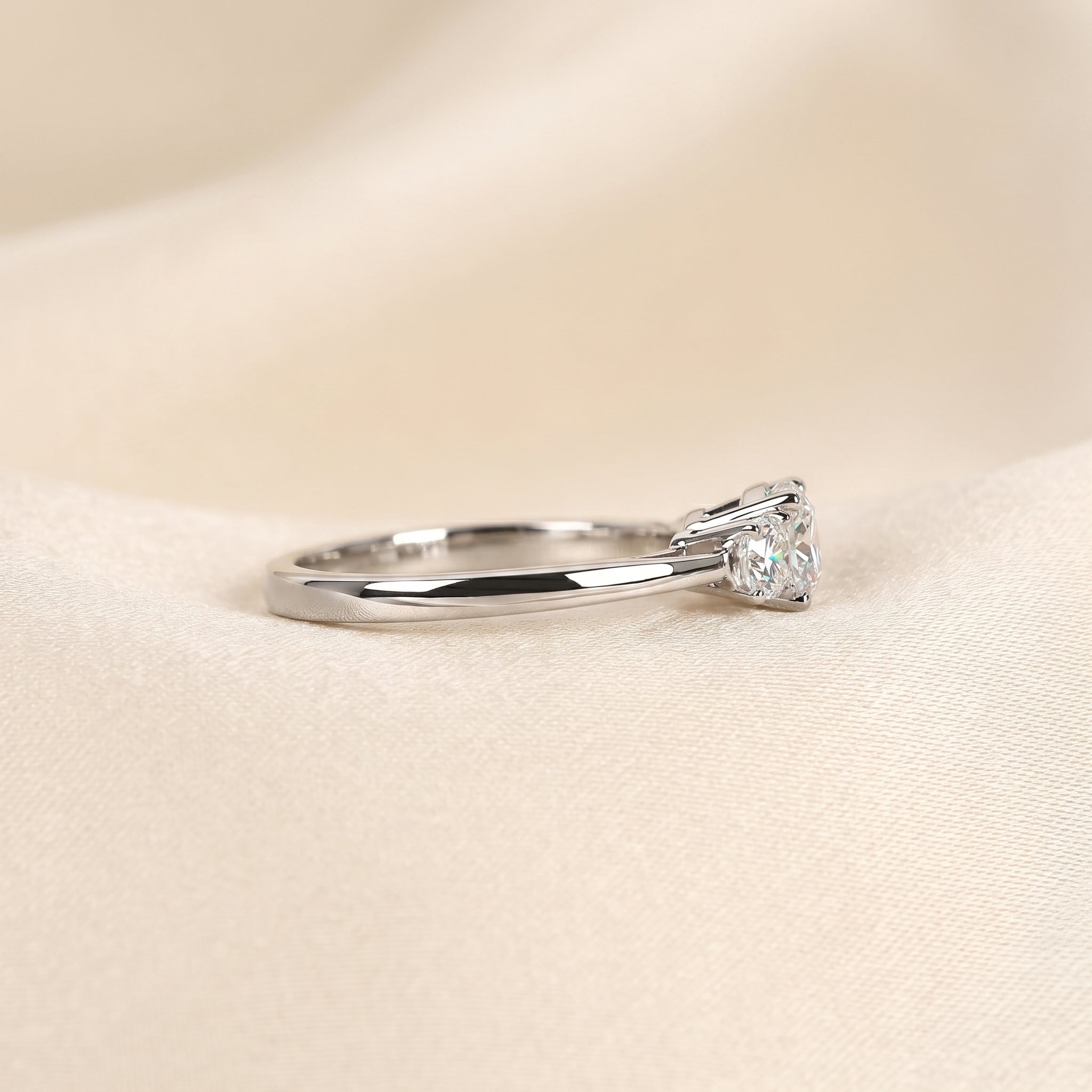 Cushion Lab Grown Diamond Trilogy Ring in 10K White Gold 1.61 CTW
