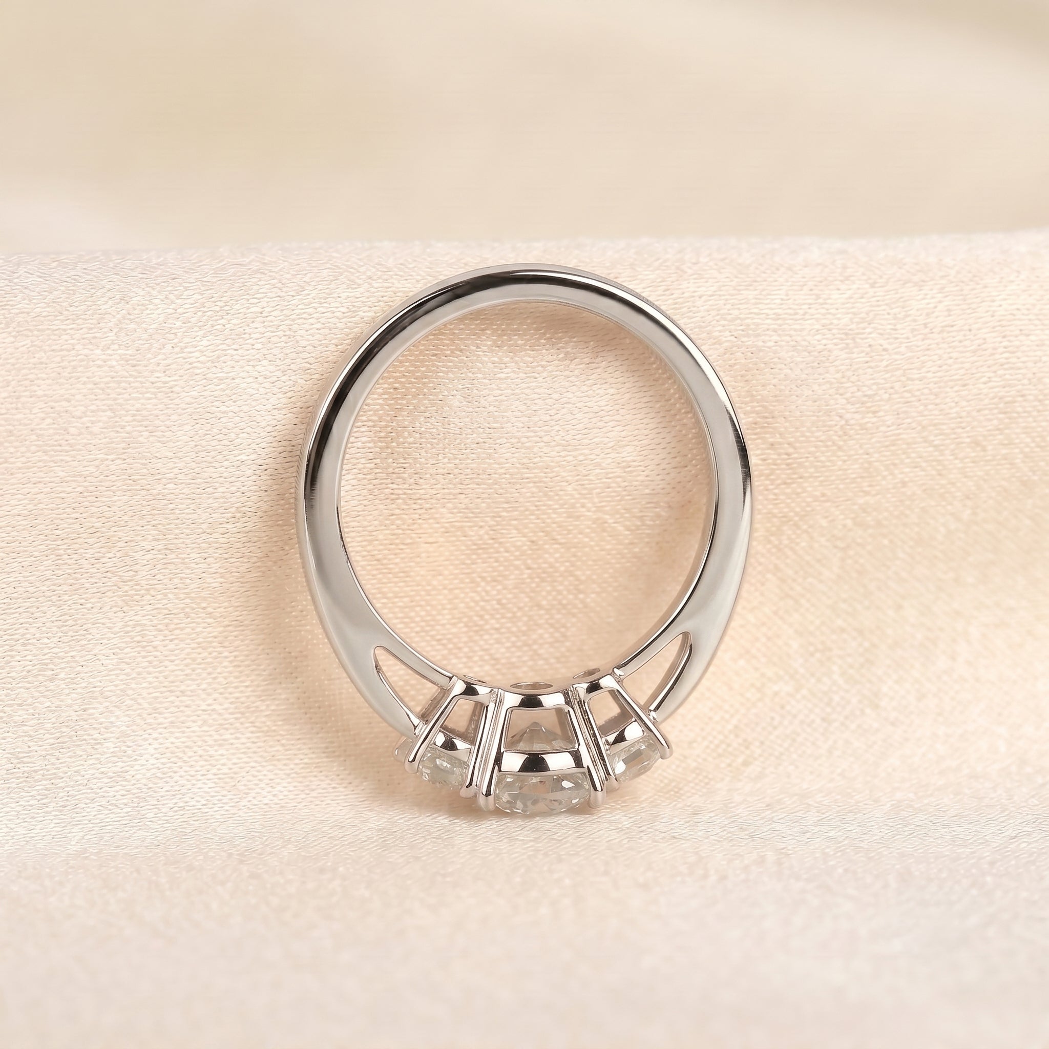 Cushion Lab Grown Diamond Trilogy Ring in 10K White Gold 1.61 CTW