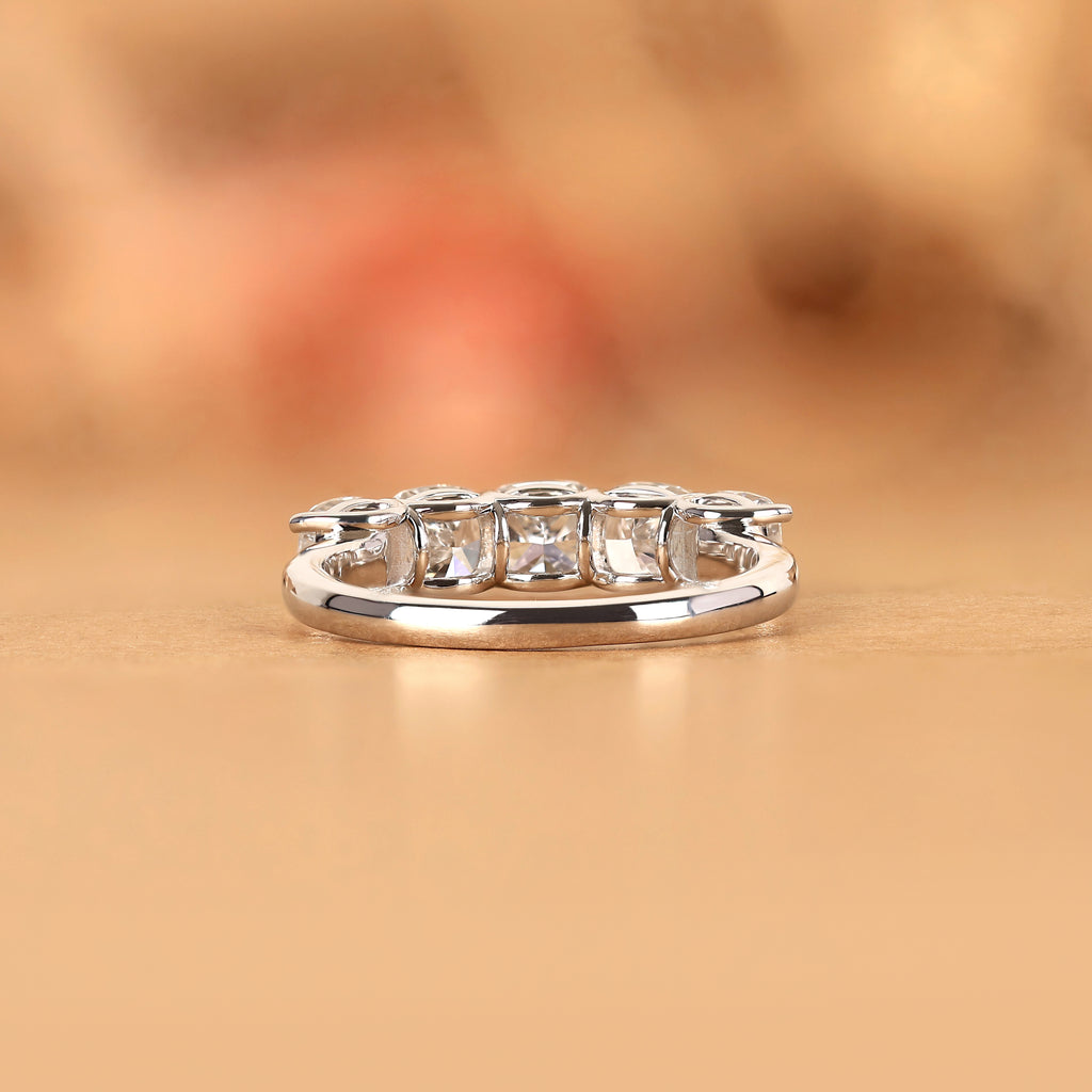 Cushion Moissanite Five Stone Ring in 925 Sterling Silver 2.1 CTW
