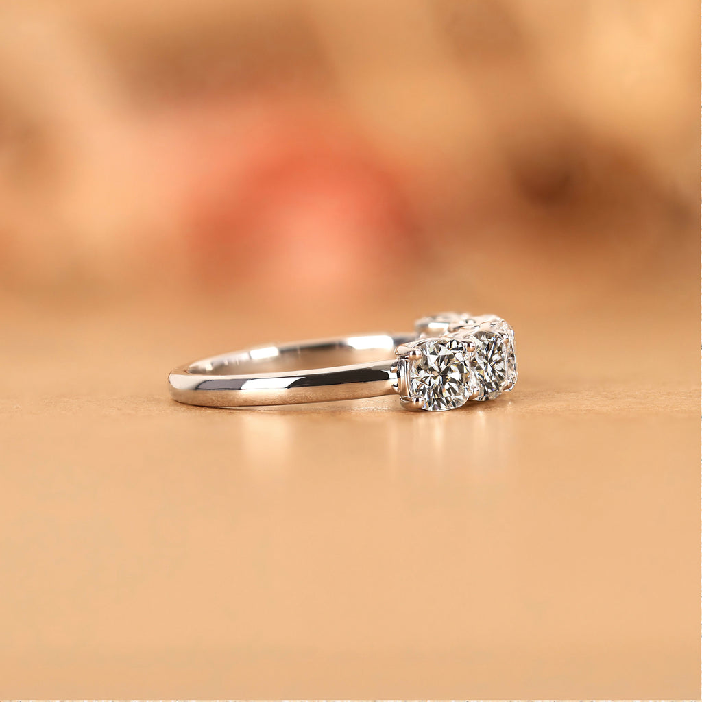 Cushion Moissanite Five Stone Ring in 925 Sterling Silver 2.1 CTW