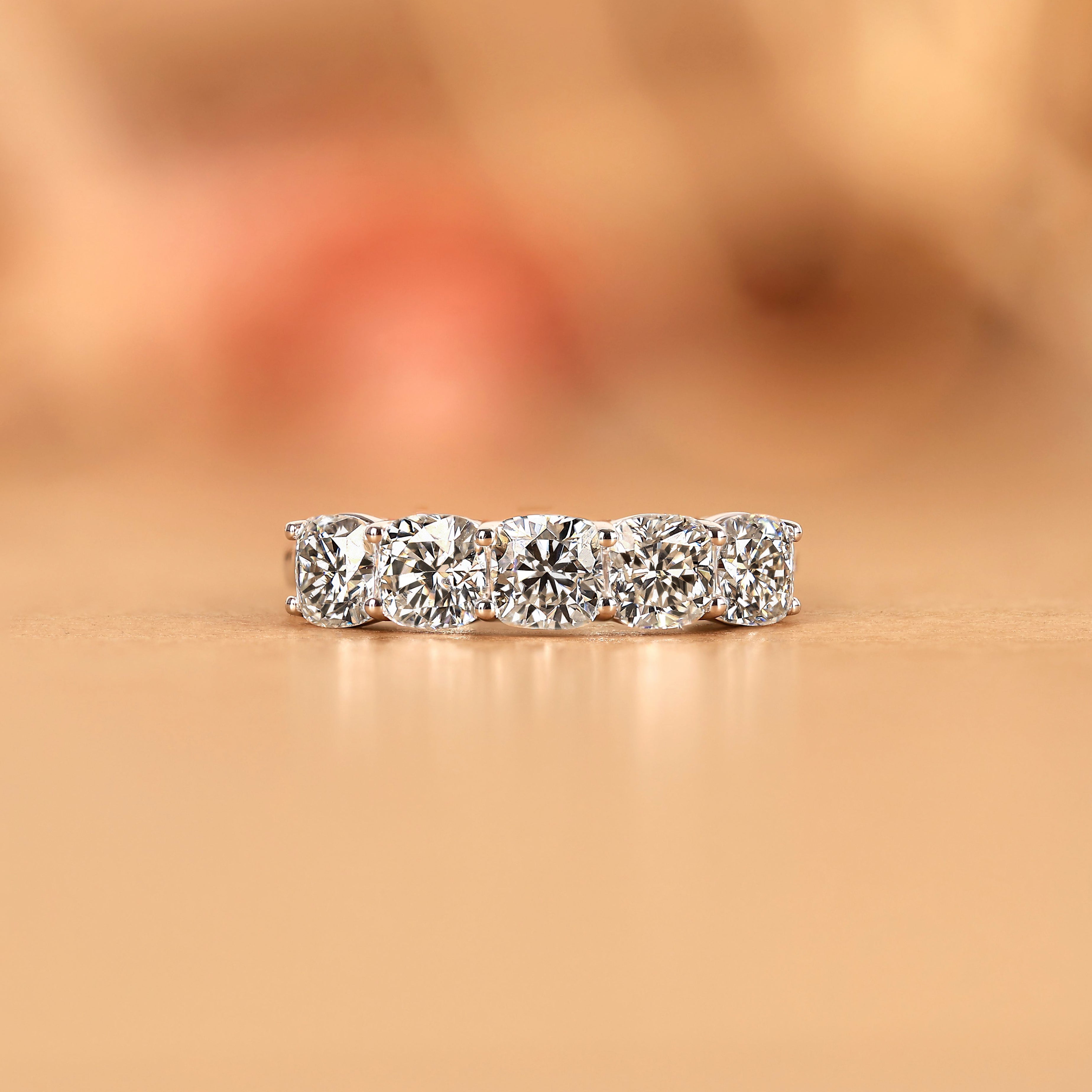 Cushion Moissanite Five Stone Ring in 925 Sterling Silver 2.1 CTW